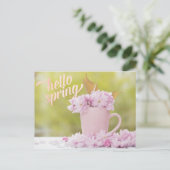 さくらんぼブロッサムフラワーフローラスチルライフ春文字 ポストカード (スタンド正面)