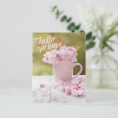 さくらんぼブロッサムフラワーフローラスチルライフ春文字 ポストカード (スタンド正面)