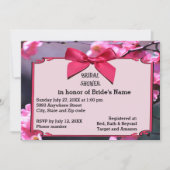 さくらんぼブロッサムフレーム&ピンクボウブライダルシャワーInv 招待状 (正面)