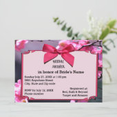 さくらんぼブロッサムフレーム&ピンクボウブライダルシャワーInv 招待状 (スタンド正面)