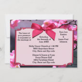 さくらんぼブロッサムフレーム&ピンクボウ結婚式招待状 招待状 (正面)