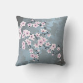 さくらんぼブロッサムフローラほこりっぽいピンクほこりっぽいブルー クッション (裏面)
