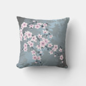 さくらんぼブロッサムフローラほこりっぽいピンクほこりっぽいブルー クッション (正面)