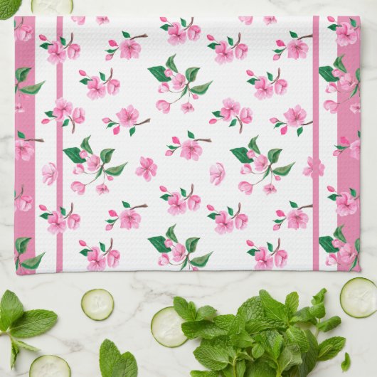 さくらんぼブロッサムフローラコテージコア キッチンタオル (折り畳み)