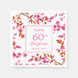 さくらんぼブロッサムフローラサプライズピンク誕生日 スタンダードカクテルナプキン