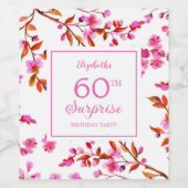 さくらんぼブロッサムフローラサプライズピンク誕生日 ワインラベル (シングルラベル)