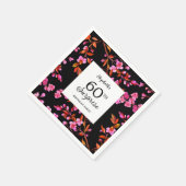 さくらんぼブロッサムフローラサプライズブラック誕生日 スタンダードカクテルナプキン (角)