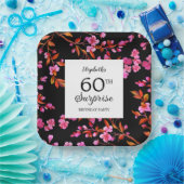 さくらんぼブロッサムフローラサプライズブラック誕生日 ペーパープレート (パーティー)