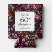 さくらんぼブロッサムフローラサプライズブラック誕生日 缶クーラー (正面)