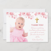さくらんぼブロッサムフローラフォトクロスガールバプテスマ サンキューカード (正面)