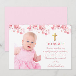 さくらんぼブロッサムフローラフォトクロスガールバプテスマ サンキューカード