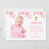 さくらんぼブロッサムフローラフォトクロスガールバプテスマ サンキューカード (正面)