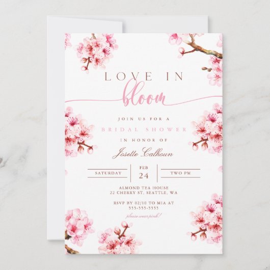 さくらんぼブロッサムフローラブライダルシャワー招待 招待状 (正面)