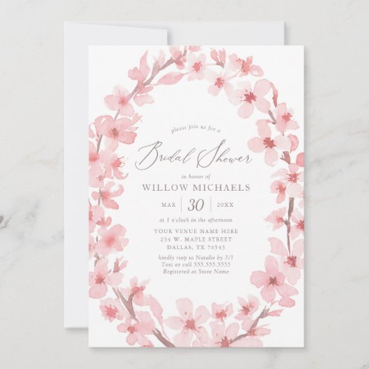 さくらんぼブロッサムフローラブライダルシャワー 招待状 (正面)