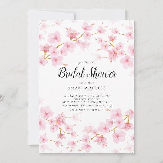 さくらんぼブロッサムフローラブライダルシャワー 招待状 (正面)
