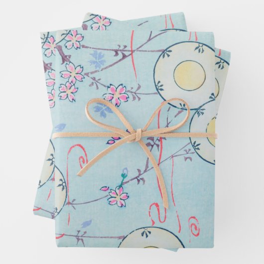 さくらんぼブロッサムフローラプリント日本のレトロ ラッピングペーパーシート (インサイチュ)