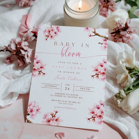 さくらんぼブロッサムフローラベビーシャワー招待状 招待状