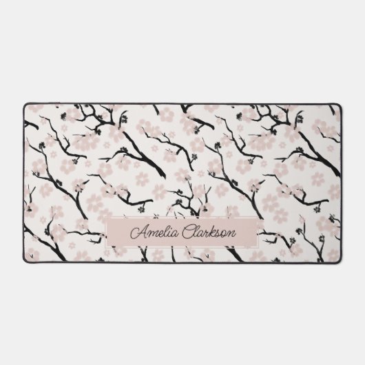 さくらんぼブロッサムフローラ名前をカスタムする デスクマット (正面)