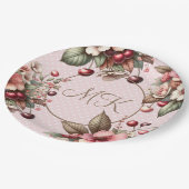 さくらんぼブロッサムフローラ誕生日 ペーパープレート (アングル)