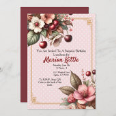 さくらんぼブロッサムフローラ誕生日 招待状 (正面/裏面)