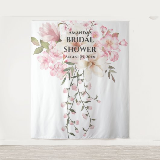 さくらんぼブロッサムブライダルシャワーフォトブース背景 タペストリー (正面)