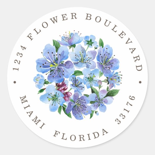 さくらんぼブロッサムブーケボタニカル差出人住所Cl ラウンドシール (正面)