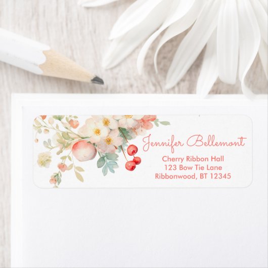 さくらんぼブロッサムベビーイン開花ガールベビーシャワー ラベル (インサイチュ)