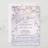 さくらんぼブロッサムマウヴグリッター | ブライダルシャワー 招待状 (正面)