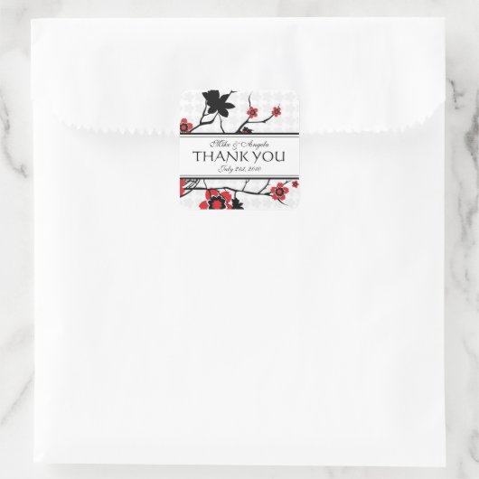 さくらんぼブロッサムモダンありがとうシール スクエアシール (バッグ)