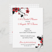 さくらんぼブロッサムモダンカスタムブライダルシャワー インビテーションポストカード (正面/裏面)