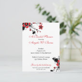 さくらんぼブロッサムモダンカスタムブライダルシャワー インビテーションポストカード (スタンド正面)