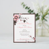 さくらんぼブロッサムモダンカスタムブライダルシャワー インビテーションポストカード (スタンド正面)