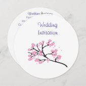 さくらんぼブロッサムモダンシンプルエレガントウェディングアイディア 招待状 (正面/裏面)