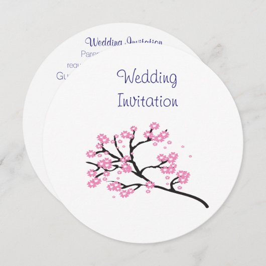 さくらんぼブロッサムモダンシンプルエレガントウェディングアイディア 招待状 (正面/裏面)