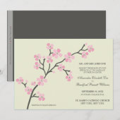 さくらんぼブロッサムモダン結婚式招待状:：ピンク 招待状 (正面/裏面)