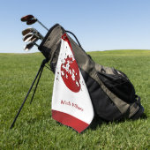 さくらんぼブロッサムライジングサンレッド白黒モノグラム ゴルフタオル (グリーン)