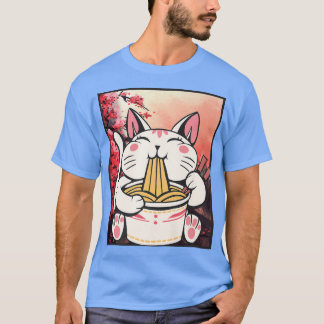 さくらんぼブロッサムラーメン猫かわいい Tシャツ