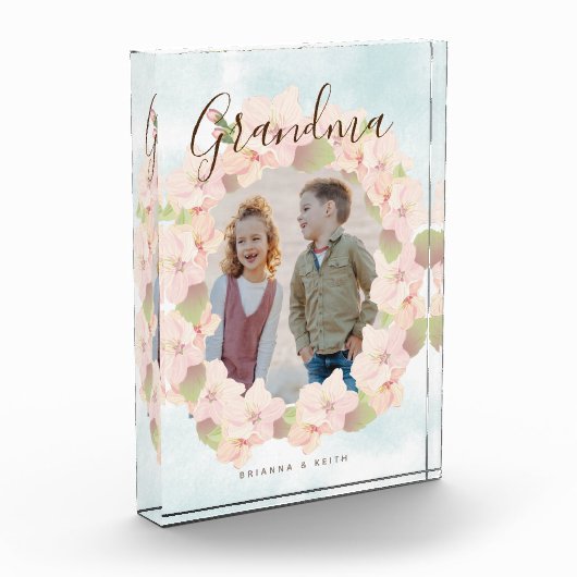 さくらんぼブロッサムリースおばあちゃんピンク フォトブロック (左)