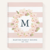 さくらんぼブロッサムリースモノグラムファミリーレシピ ノートブック (正面)