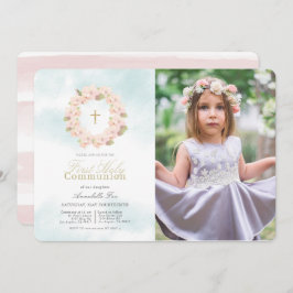 さくらんぼブロッサムリース写真第1聖餐式 招待状