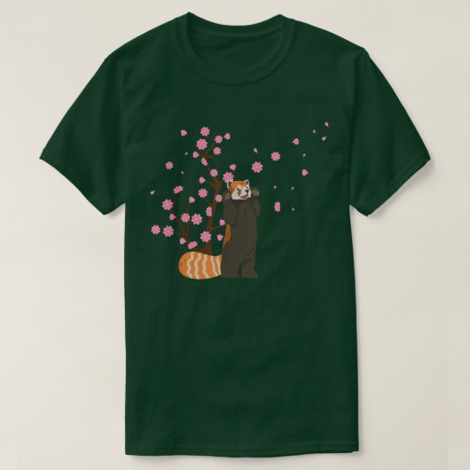 さくらんぼブロッサムレッドパンダアニマル日本の桜Fl Tシャツ (デザイン正面)