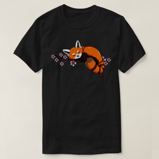 さくらんぼブロッサムレッドパンダ桜フラワーアニマルカンジ Tシャツ (デザイン正面)