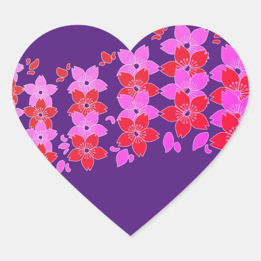 さくらんぼブロッサムレッドピンク ハートシール (正面)