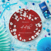 さくらんぼブロッサムレッドブラックアンドホワイト誕生日 ペーパープレート (パーティー)