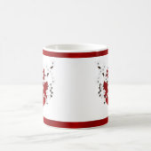 さくらんぼブロッサムレッド白黒ライジングサン コーヒーマグカップ (中央)