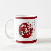 さくらんぼブロッサムレッド白黒ライジングサン コーヒーマグカップ (左)