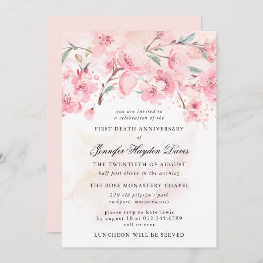 さくらんぼブロッサム一命日招待状 招待状 (正面/裏面)