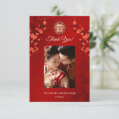さくらんぼブロッサム中国のフォト結婚ズ サンキューカード (スタンド正面)