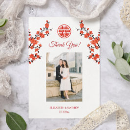 さくらんぼブロッサム中国のフォト結婚ズ サンキューカード