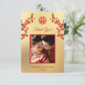 さくらんぼブロッサム中国のフォト結婚ズ サンキューカード (スタンド正面)